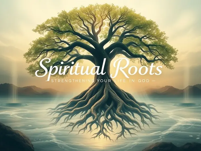 Imagem de uma árvore com raízes profundas simbolizando a fé e a estabilidade espiritual.