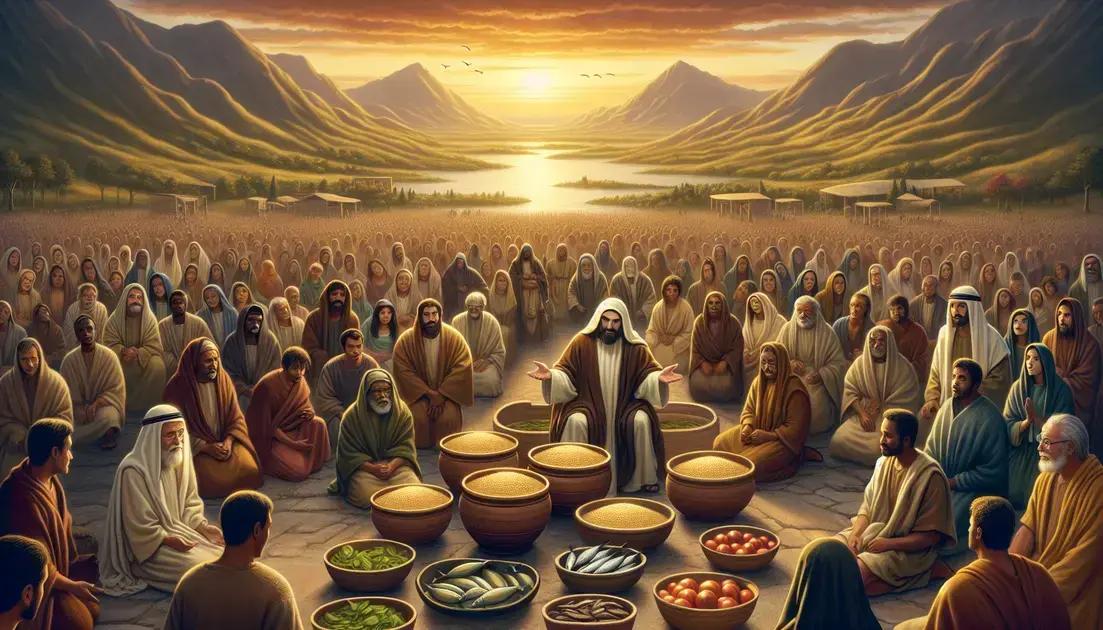 A Provisão de Deus com os Pães e Peixes: Multiplicação de Alimentos para uma Multidão