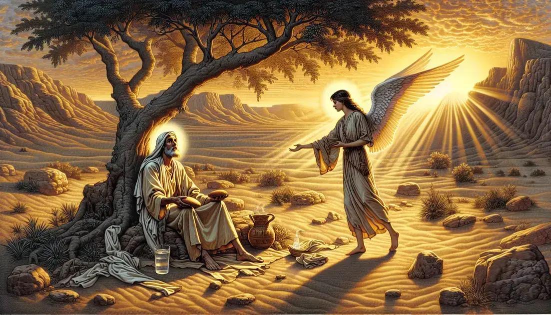 A Provisão de Deus para Elias no Deserto: Pão e Água Trazidos por um Anjo