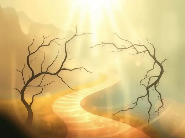Imagem representando o amadurecimento espiritual com elementos cristãos e bíblicos.