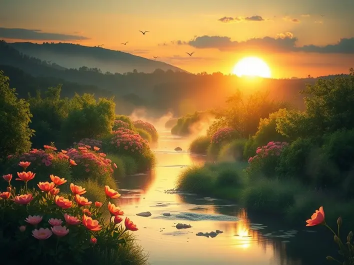 Imagem representando a esperança e renovação em Deus, com elementos de natureza e luz.