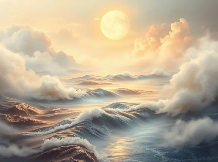 Imagem de uma tempestade com raios e nuvens escuras, simbolizando desafios, contrastando com a luz que representa a paz de Deus.