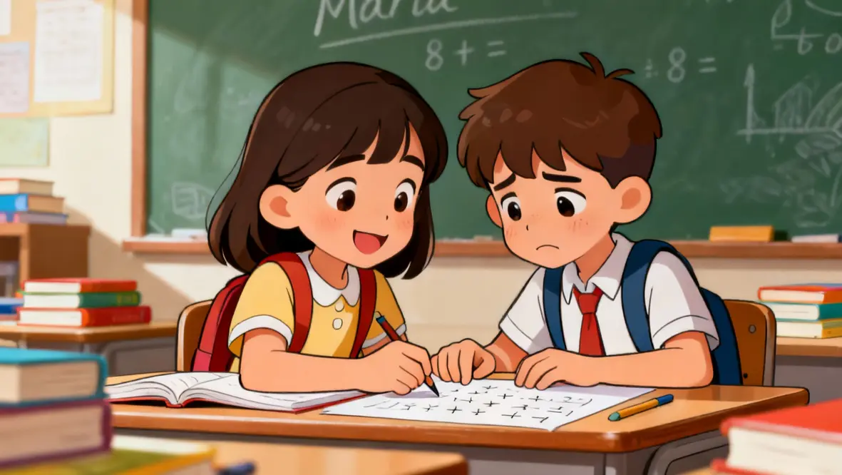 Crianças praticando a fé e ajudando uns aos outros em atividades diárias.