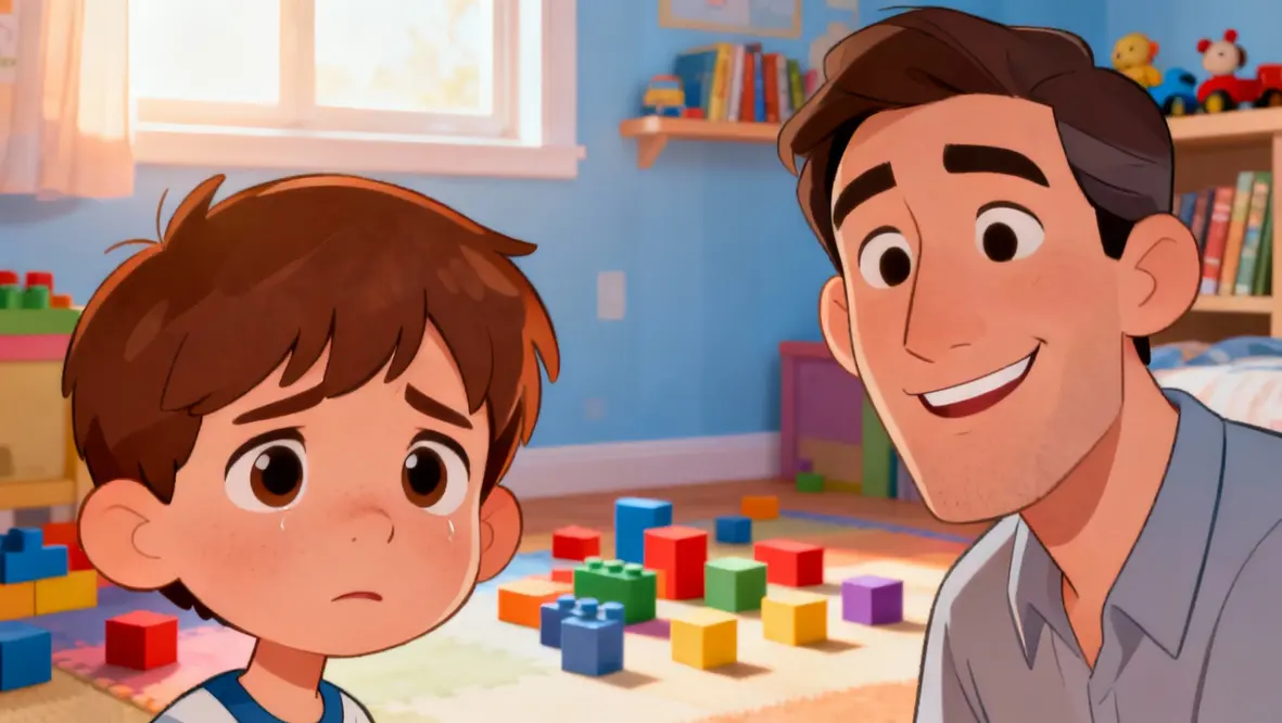 Criança construindo uma torre de blocos, simbolizando a construção da vida sobre a rocha.