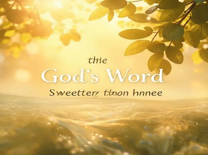 Imagem de uma Bíblia aberta com mel ao lado, simbolizando a doçura da Palavra de Deus.