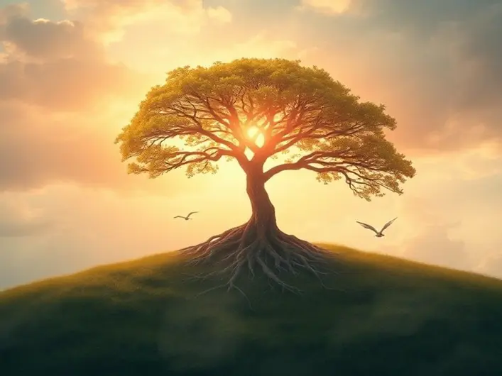 Imagem representando a paciência de Deus, com elementos que simbolizam esperança e fé.