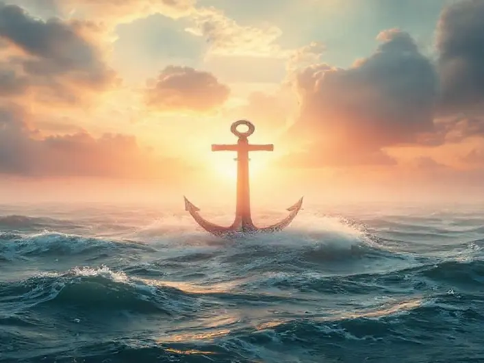 Imagem representando a fidelidade de Deus, com uma âncora firme simbolizando segurança em tempos de incerteza.