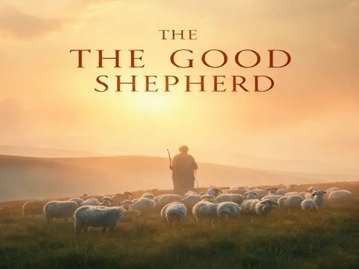 Imagem de um pastor cuidando de ovelhas, simbolizando o amor e proteção de Deus.