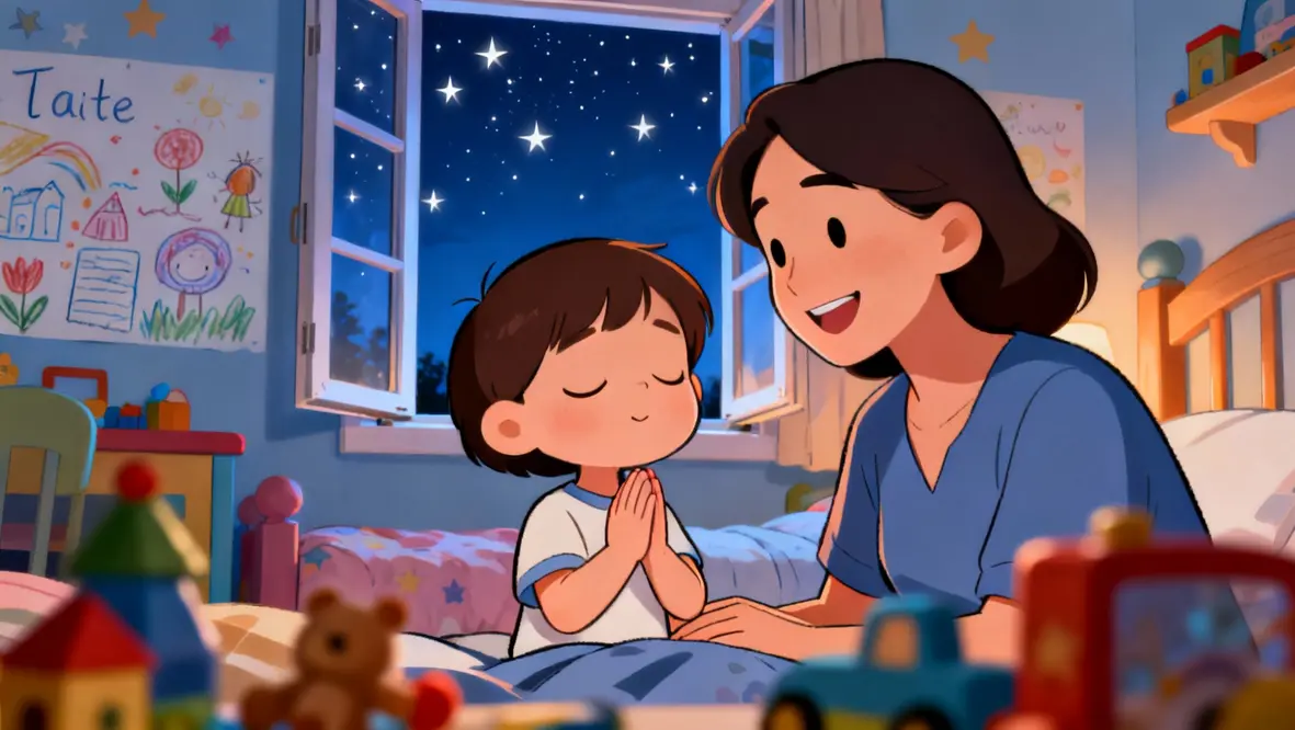 Criança orando e confiando em Deus para realizar o impossível em sua vida.