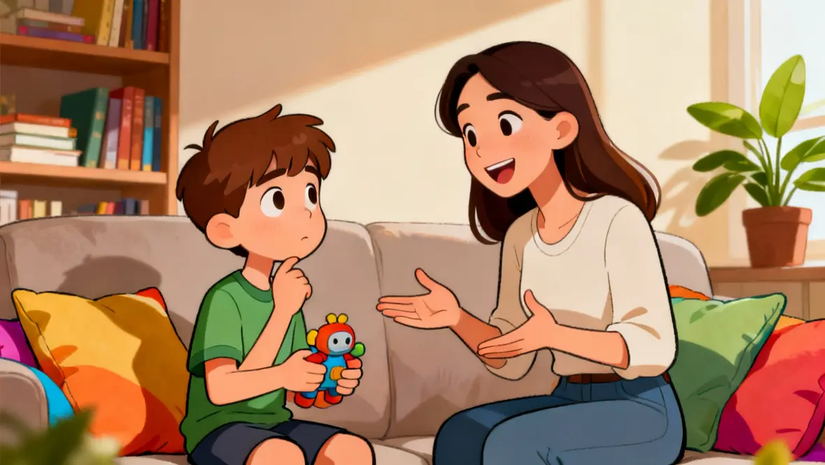 Crianças conversando sobre amor e gratidão, refletindo sobre o que realmente importa na vida.