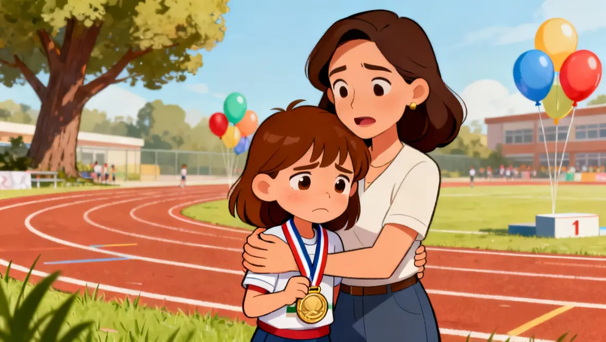 Criança correndo em uma maratona, simbolizando perseverança e superação.