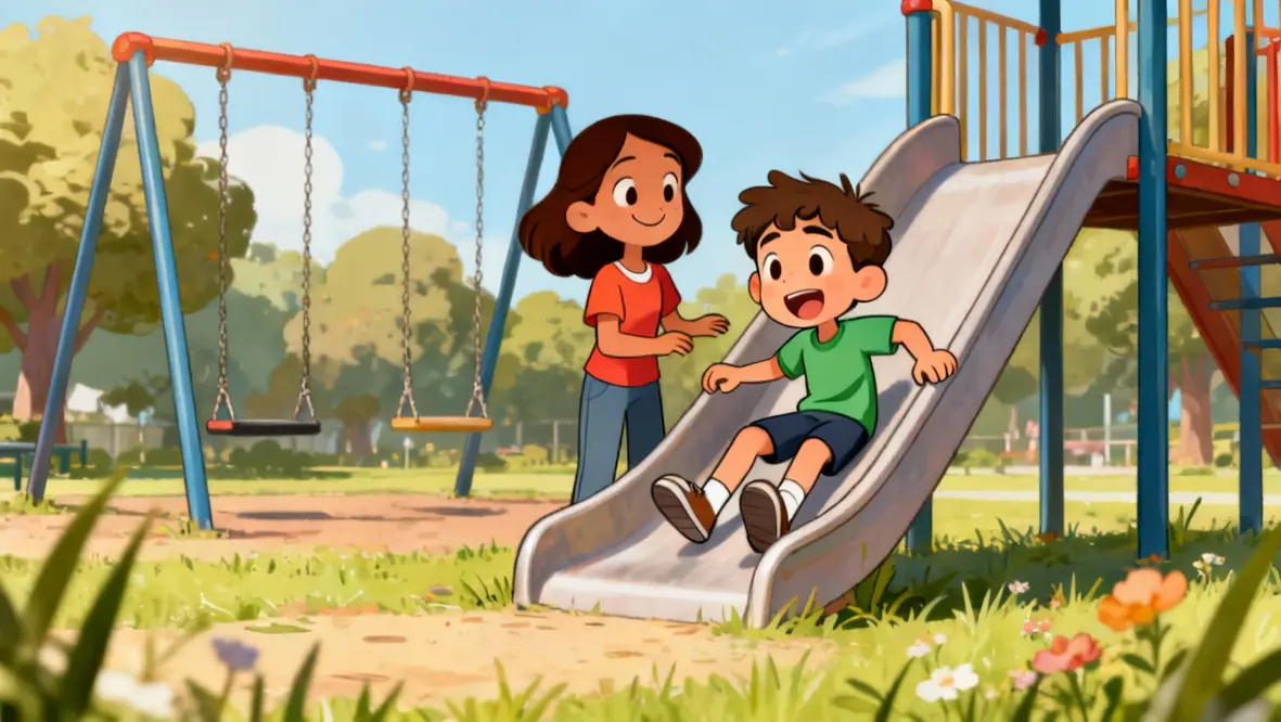 Crianças brincando no parque, simbolizando a confiança e a fé em Deus.