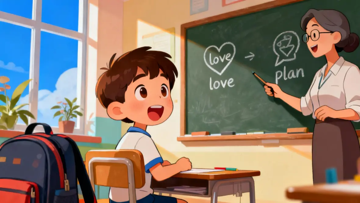 Criança feliz refletindo sobre o amor de Deus e seu propósito de vida.