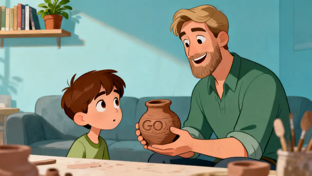 Crianças aprendendo sobre como Deus molda nossas vidas como um oleiro com barro.