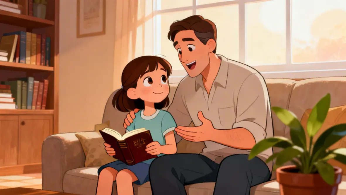 Crianças orando e lendo a Bíblia, simbolizando a amizade com Deus.