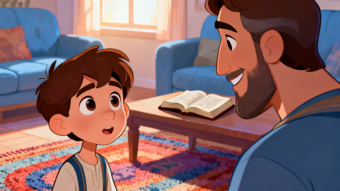 Criança orando e buscando orientação de Deus para decisões importantes na vida.