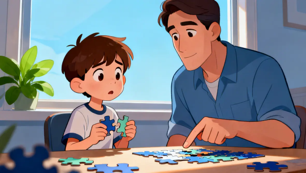 Criança e pai conversando sobre como Deus guia nossas vidas como um GPS.