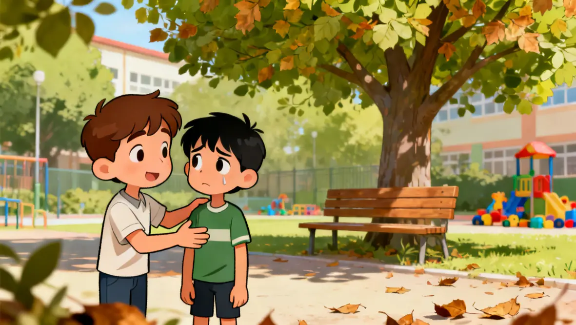 Crianças aprendendo sobre generosidade e perdão através de uma história bíblica.