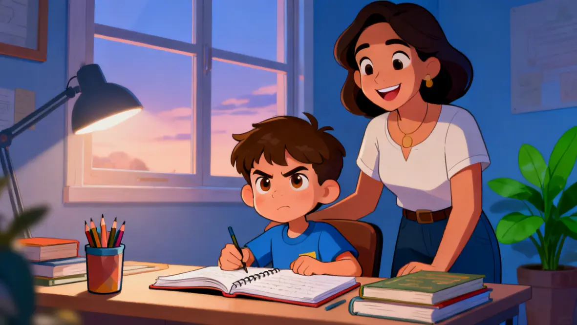 Criança orando e refletindo sobre fé e perseverança em momentos difíceis.