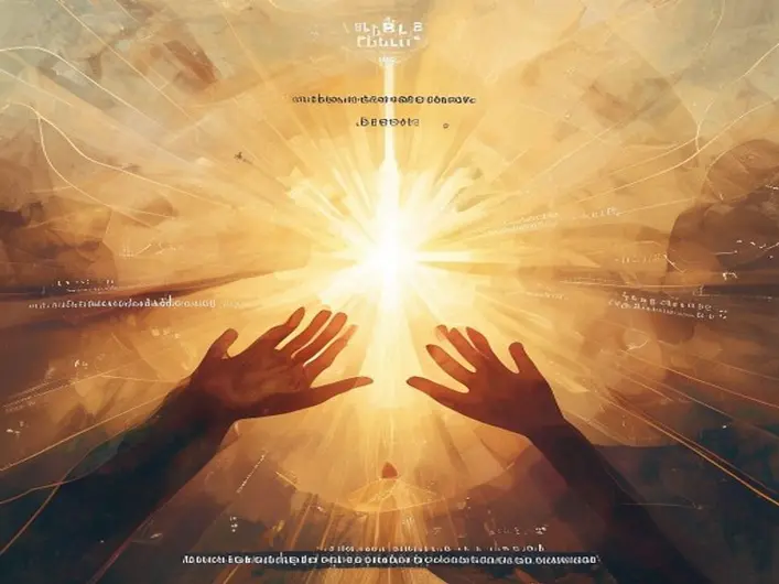 Imagem representando a fé cristã com elementos de confiança, amor e esperança, destacando versículos bíblicos.