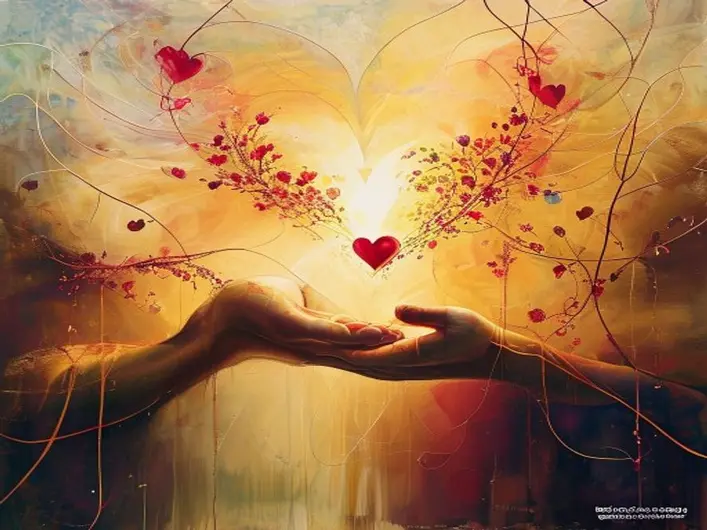 Imagem representando os princípios cristãos de amor, perdão e esperança em um contexto espiritual.