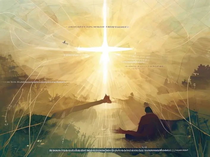 Imagem representando a espiritualidade cristã com elementos como Bíblia, oração e comunidade.