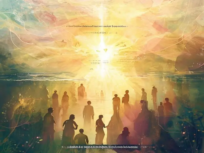 Representação do amor de Deus envolvendo pessoas em um ambiente acolhedor.