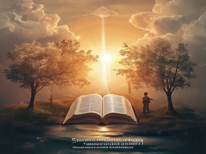 Imagem de uma pessoa orando com a Bíblia aberta, simbolizando a conexão espiritual e a busca por Deus.