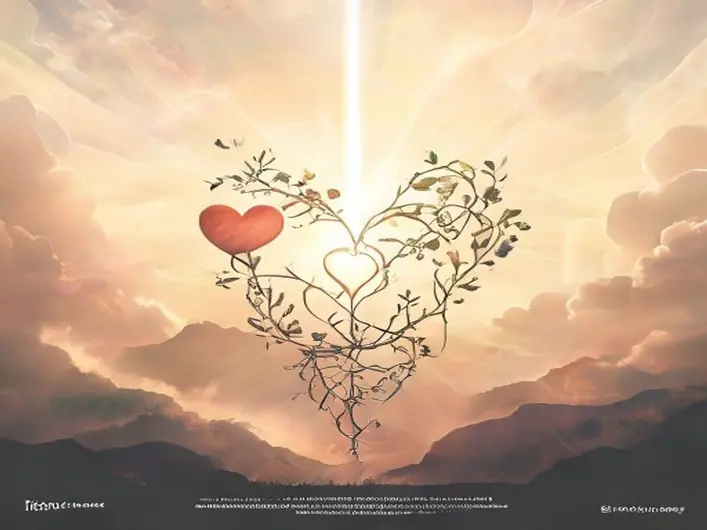 Imagem representando a fé, esperança e amor com elementos bíblicos e espirituais.