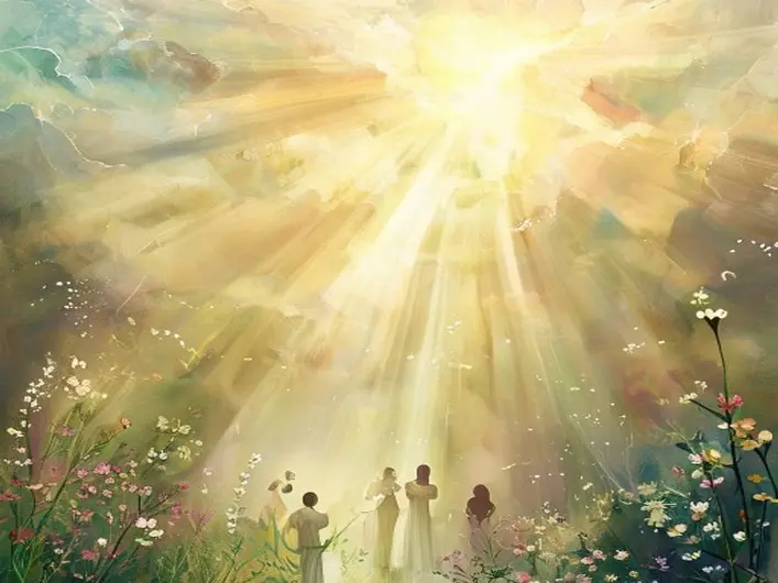Imagem de uma pessoa orando em comunhão com a natureza, simbolizando a conexão com Deus e a importância da fé.
