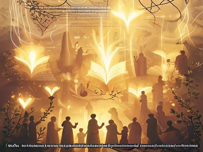 Imagem representando a jornada cristã com elementos como Bíblia, oração e comunidade de fé.