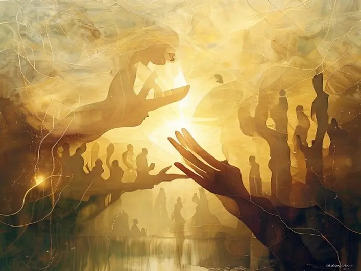 Imagem de uma comunidade cristã reunida em oração, simbolizando apoio e crescimento espiritual.