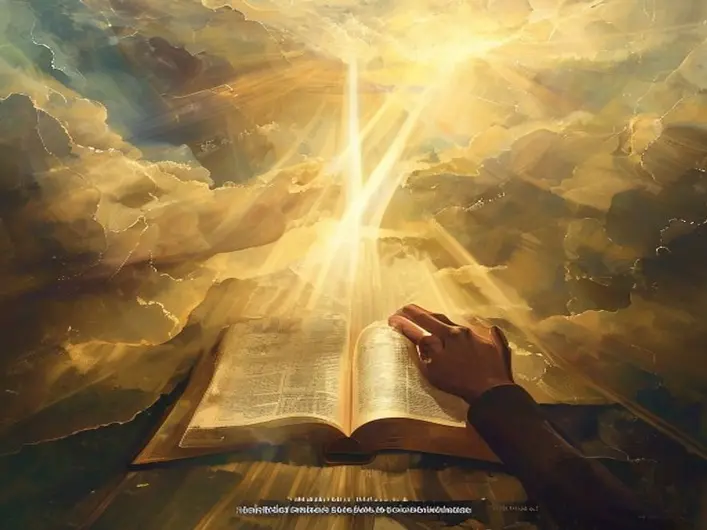 Imagem representando a vida cristã com elementos de oração, leitura bíblica e comunhão entre irmãos.